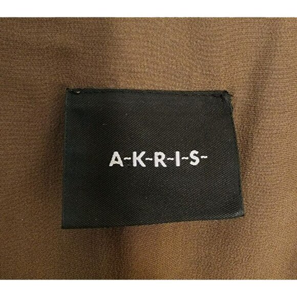 Size 6 AKRIS Caramel Gold Brown V-Neck Dress Textured Stripes 100% Silk $3990 - Picture 3 of 9